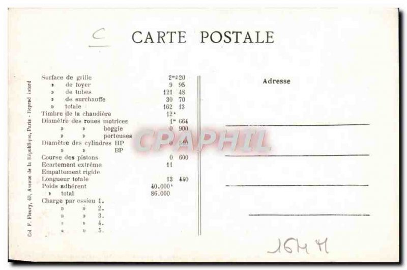 Postcard Old Train Locomotive Tender Machine 3838 has simple expansion