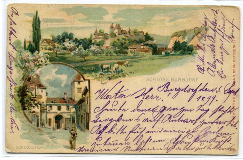 Schloss Schlosshof Burgdorf Bern Switzerland 1899 postcard