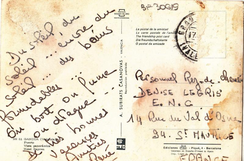 BF30619 gandia valencia puerto ship  spain   front/back image
