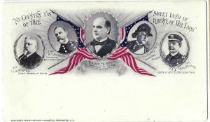 Vintage postcard. Pub 1898. President McKinley and others. My Country tis of...