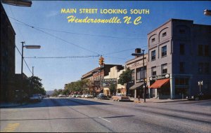 Hendersonville North Carolina NC Main Street Scene Classic Cars Vintage Postcard