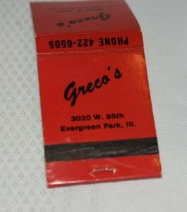 Greco's Evergreen Park Illinois 20 Strike Matchbook Cover