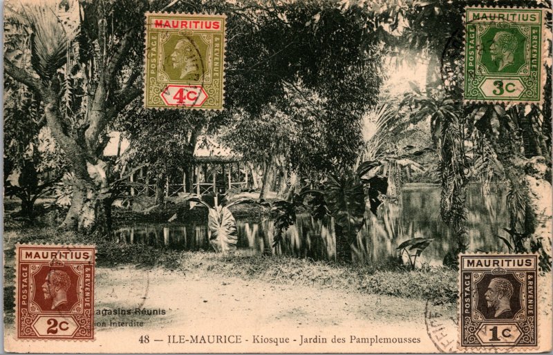 Mauritius Ile Maurice Postcard used 1928 Multi Franked Awesome