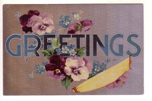 Greetings, Pansies, Used 1915 Split Ring Cancel, Nova Scotia