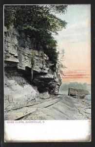 Railroad Track View River Cliffs Zanesville Ohio Unused c1905