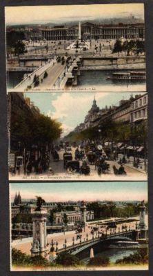 FRANCE Lot 3 Vintage PARIS FRANCE Postcards Carte Postage