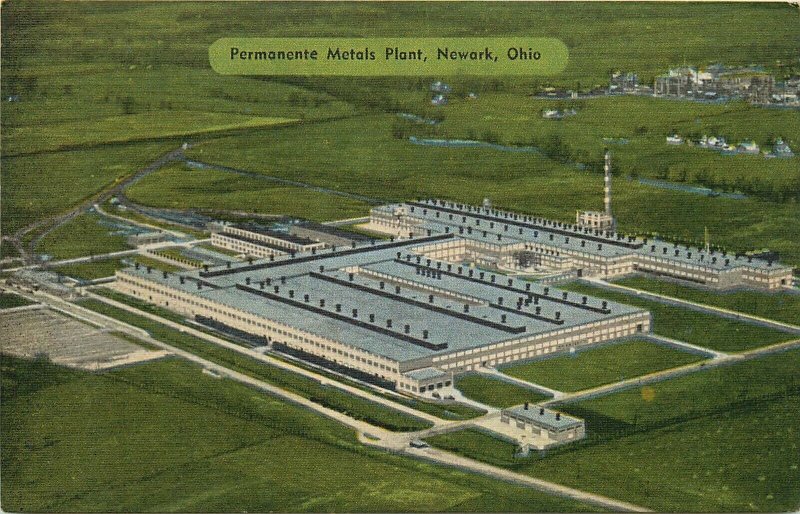Permanente Metals Plant • Newark Ohio • Aerial View • Vintage Postcard