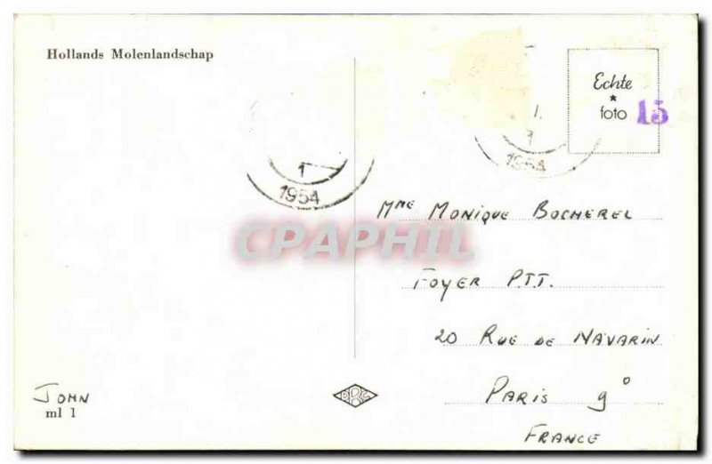 Postcard Old Mill Holland Windmill Molenlandschap