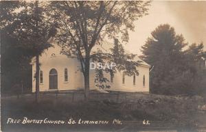 A73/ South Limington Maine Me RPPC Real Photo Postcard Free Baptist Church c1910