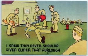 Postcard - I Knew They Never Shoulda Given Elmer That Furlough - Comic Art Print