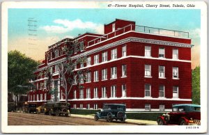 1942 Our Hospital Cherry Street Toledo Ohio OH Street View Cars Posted Postcard