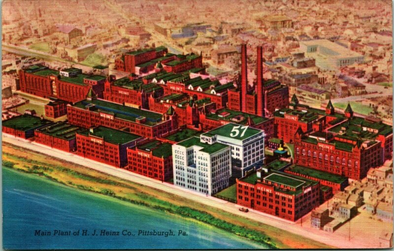 Vtg Lin Postale - Principal Plante De H. J. Heinz Co Usine “57” Pittsburgh Pa De