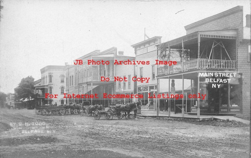 NY, Belfast, New York, RPPC, Main Street, Business Area, GH Todd Photo United States New