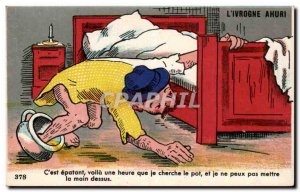 Old Postcard Fantasy Humor Illustrator L & # 39ivrogne bewildered