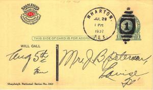 St Louis MO Shapleigh's Rare Diamond Edge Pocket Knives 1937 Postal Card