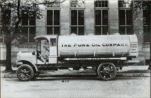 Gas Oil Delivery Truck KODAK REPRINT Real Photo Postcard PURE OIL CO #1