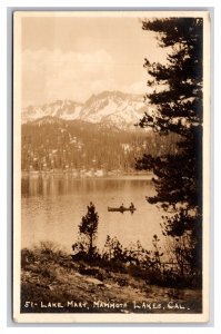 RPPC Canoe on Lake Mary Mammoth Lakes California CA UNP Postcard Z9