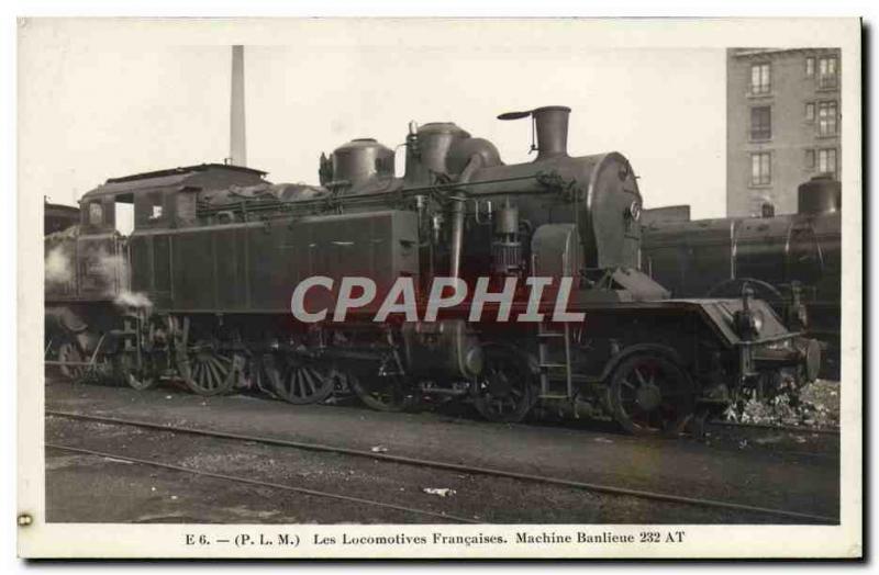 Postcard Old Train Locomotive 232 AT suburb Machine
