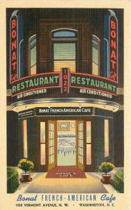 1940s Washington DC Bonat French Cafe Restaurant Linen Advertising Postcard