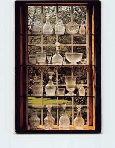 Postcard Display of glass, The Sandwich Glass Museum, Sandwich, Massachusetts