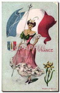 Old Postcard Fantasy Illustrator Woman France Flag