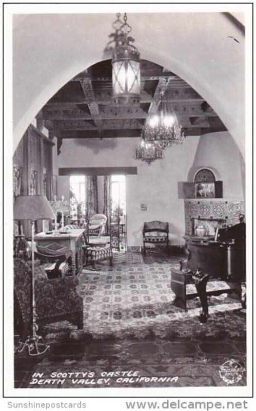 California Death Valley Scotty's Castle Interior Real Photo