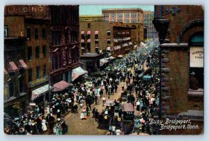 1909 Bridgeport Connecticut CT Vintage Postcard Busy Store Shop Building Posted