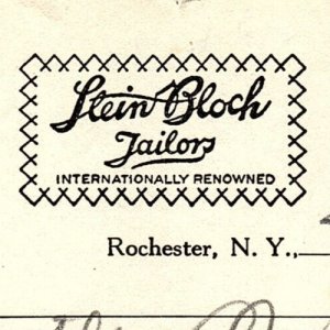 1930s STEIN-BLOCH TAILORS ROCHESTER NEW YORK BILLHEAD INVOICE Z689