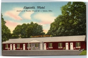 postcard Salem, Ohio - Lippiatt's Motel - Harriet stayed the night in 1954