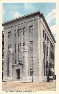 Charlotte North Carolina New Masonic Temple Street View Antique Postcard K94709