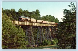 Tye River Virginia Postcard Norfolk & Western 611 Locomotive Train 1950 Vintage