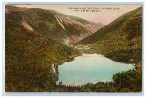 View From Artist's Bluff And Echo Lake White Mountains NH, Handcolored Postcard 