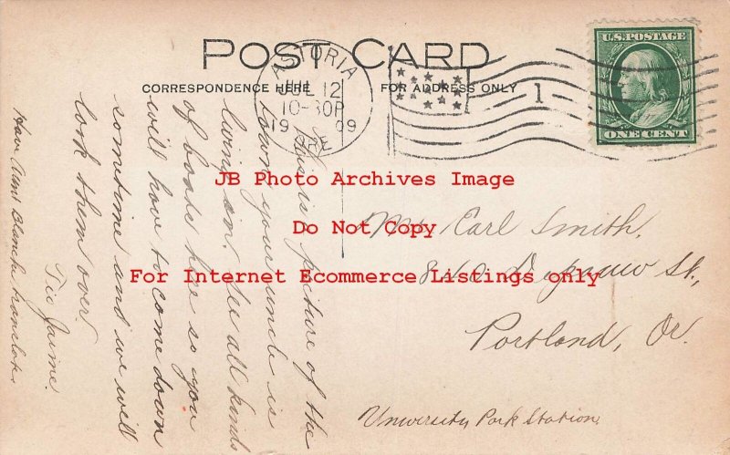 OR, Astoria, Oregon, RPPC, Bird's Eye View, Business Area, 1909 PM,  Photo