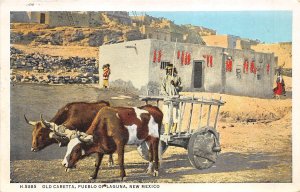 Pueblo of Laguna New Mexico 1934 Fred Harvey Postcard Old Caretta