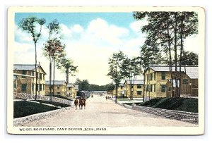 Postcard Weigel Boulevard Camp Devens Ayer Mass. U. S. Army