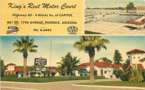 Arizona Phoenix King's Rest Motor Court roadside MWM linen Postcard 22-9399 