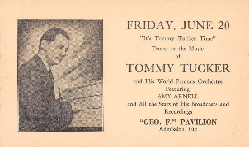 Tommy Tucker Orchestra Amy Arnell Music Concert Ad Vintage Postcard AA45013