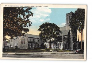 Danbury Connecticut CT Postcard 1915-1930 St James Church and Parish House
