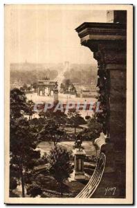 Paris Old Postcard Perspective of the Tuileries Gardens and & # triumph 39arc