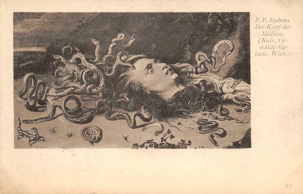 P.P. Rubens Painting MEDUSA Snakes Art Weird Macabre Wien 1909 Vintage ...