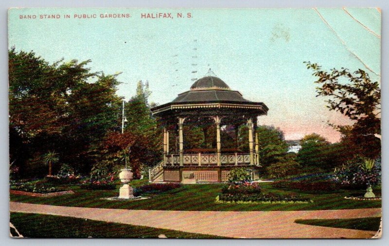 Band Stand In Public Gardens, Halifax, Nova Scotia, Antique 1911 Postcard