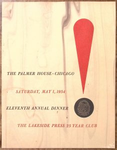 1954 CHICAGO IL PALMER HOUSE 11th ANNUAL LAKESIDE PRESS 25 YR DINNER MENU Z5576