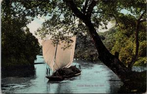 Padda Boat in Full Sail Ceylon Postcard E45