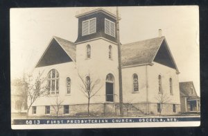 RPPC OSCEOLA NEBRASKA FIRST PRESBYTERIAN CHURCH 1909 REAL PHOTO POSTCARD
