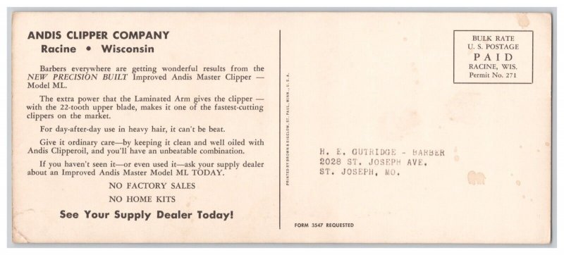 Andis Clipper Company Racine Wis. Advertising Postcard Paul Webb's Mountain Boys