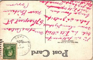 The Start for Home postcard 1909 Windmill Sunset boat Norway