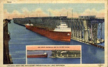 Iron Ore into Giant Freighters in Lake Superior, Minnesota