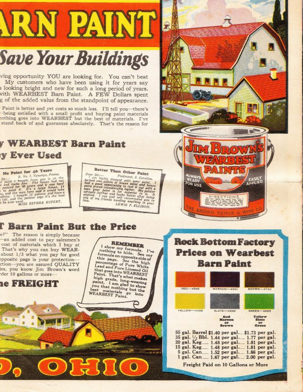 1930’s Jim Browns Fall Prices plus Spring Paint Catalog
