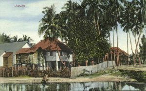 malay malaysia, LABUAN BORNEO, Native Houses (1910s) Postcard