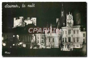 Postcard Modern Saumur Castle at night